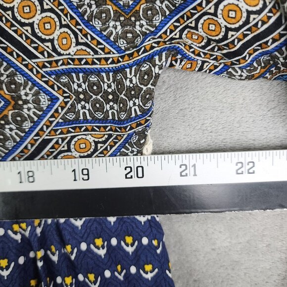 Umgee USA Womens Bohemian Tunic Dress Mixed Print Navy & Yellow 100% Rayon S - Picture 9 of 11